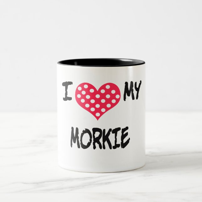 Liebe I mein Morkie Zweifarbige Tasse (Mittel)