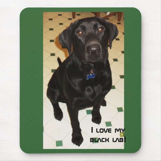 Liebe I mein schwarzer Labrador Mousepad (Vorne)