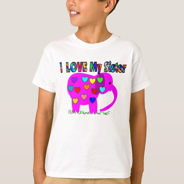 Liebe I mein SCHWESTER-ROSA ELEFANT T-Shirt (Vorderseite)