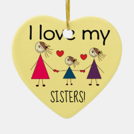 Liebe I mein SCHWESTERN niedliches Herz geformt Keramik Ornament