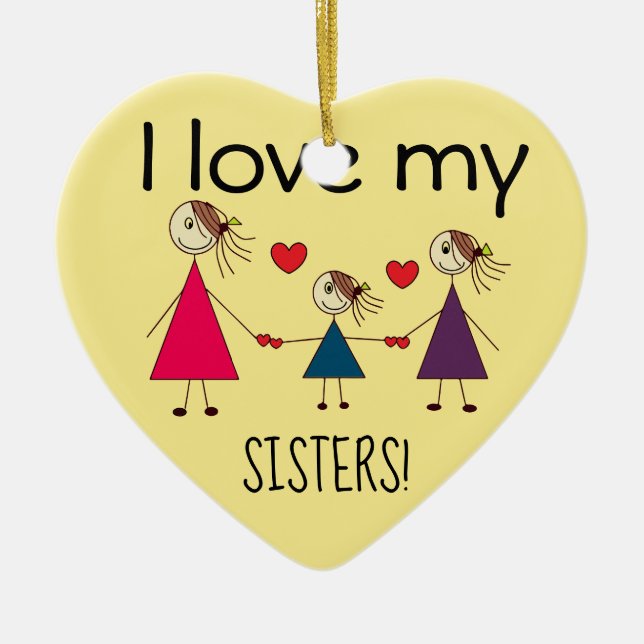 Liebe I mein SCHWESTERN niedliches Herz geformt Keramik Ornament (Vorne)