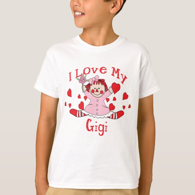 Liebe I meine Gigi Lappen-Puppe u. Herzen T-Shirt (Vorderseite)