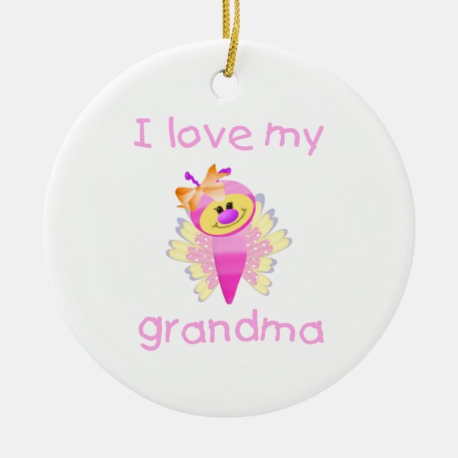 Liebe I meine Großmutter (Mädchen flutterby) Keramikornament (Vorne)
