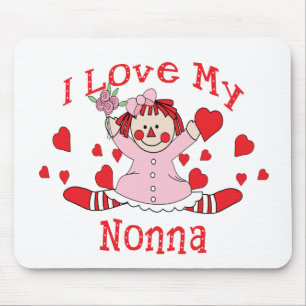 Liebe I meine Nonna Lappen-Puppe u. Herzen Mousepad