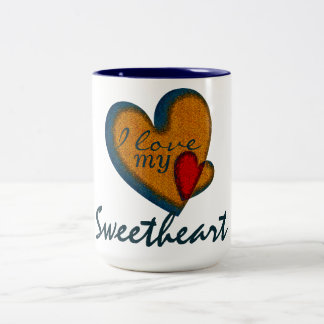 Liebe I meine Vintagen Herz-Tassen des Schatzes Zweifarbige Tasse