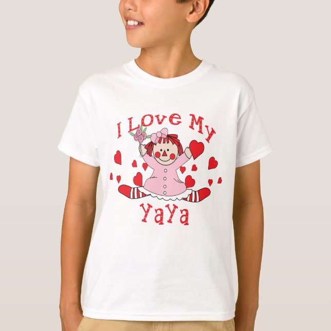 Liebe I meine YaYa Lappen-Puppe u. Herzen T-Shirt (Vorderseite)