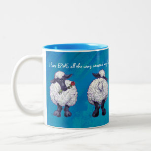 Liebe I Mutterschaf-Köpfe und Schwanz-Schafe Zweifarbige Tasse