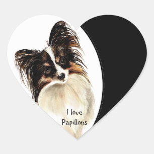 Liebe I Papillons Hund, Haustier mit Herzen Herz-Aufkleber