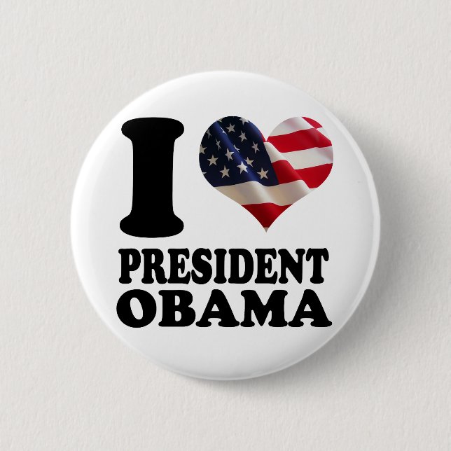 Liebe I Präsident Obama Button (Vorderseite)