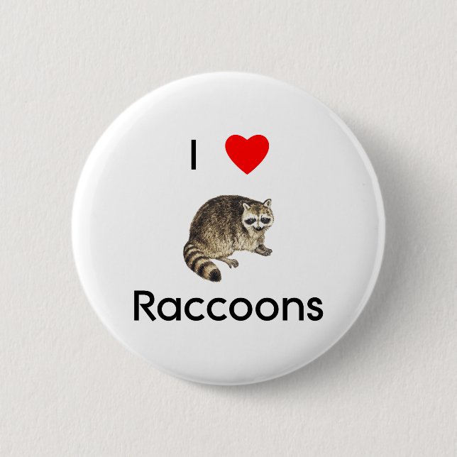 Liebe I Raccoons Knopf Button (Vorderseite)