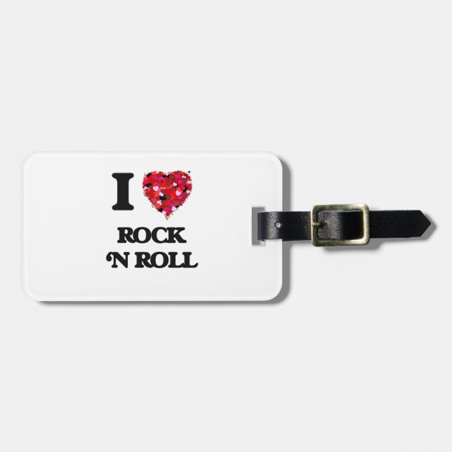 Liebe I Rock-and-Roll Gepäckanhänger (Vorderseite horizontal)