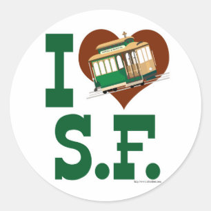 Liebe I San Francisco Drahtseilbahnen Runder Aufkleber
