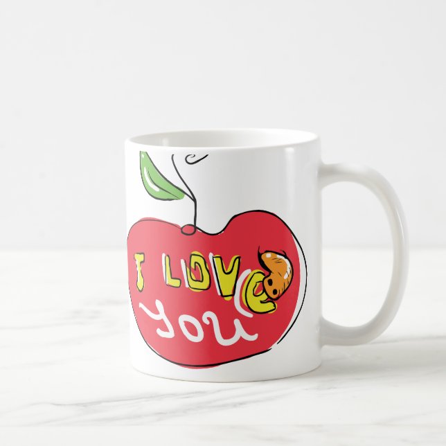 Liebe I Sie Apfel mit der Wurmtee-Tasse Kaffeetasse (Rechts)