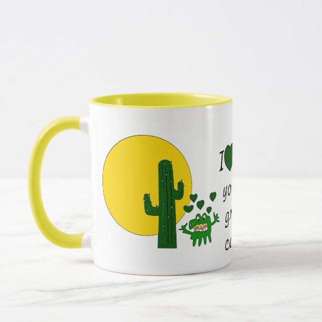 Liebe I Sie, Sie alter mürrischer Kaktus! Tasse (Links)