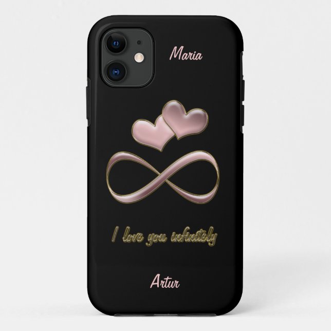 Liebe I Sie unendlich stilvoller rosa schwarzer Case-Mate iPhone Hülle (Rückseite)