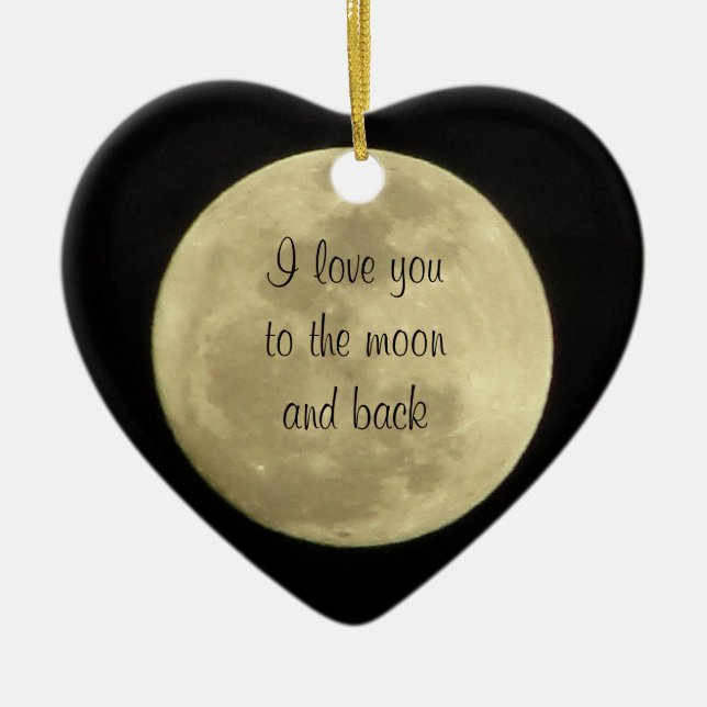 Liebe I Sie zum Mond und hinteren zur Keramik Ornament (Vorne)
