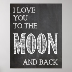 Liebe I Sie zum Mond und zum hinteren Plakat