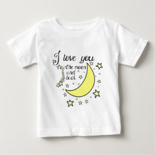 Liebe I Sie zum Mond und zur Rückseite Baby T-shirt
