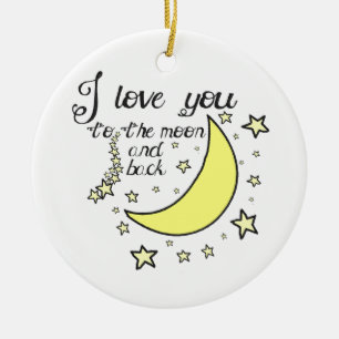 Liebe I Sie zum Mond und zur Rückseite Keramik Ornament