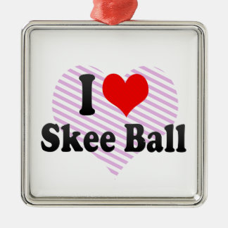 Liebe I Skee Ball Silbernes Ornament