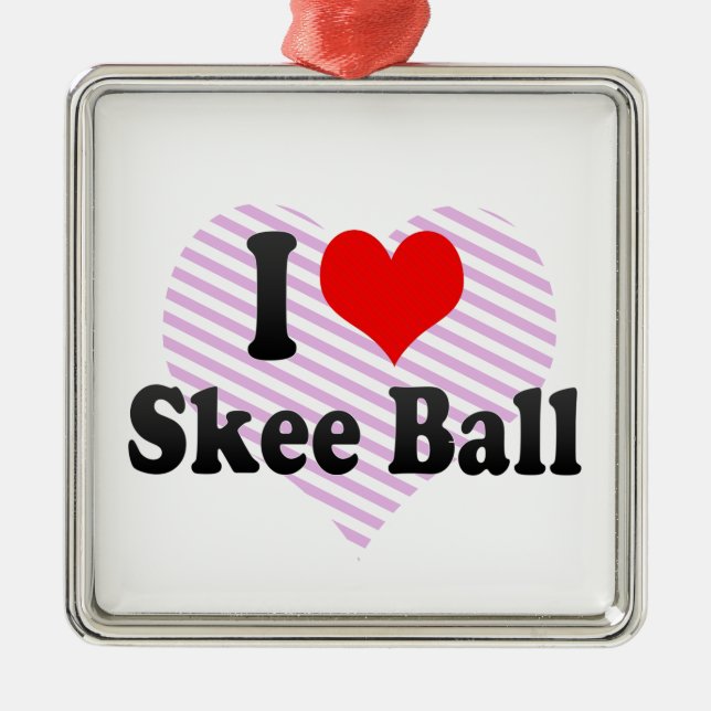 Liebe I Skee Ball Silbernes Ornament (Vorne)