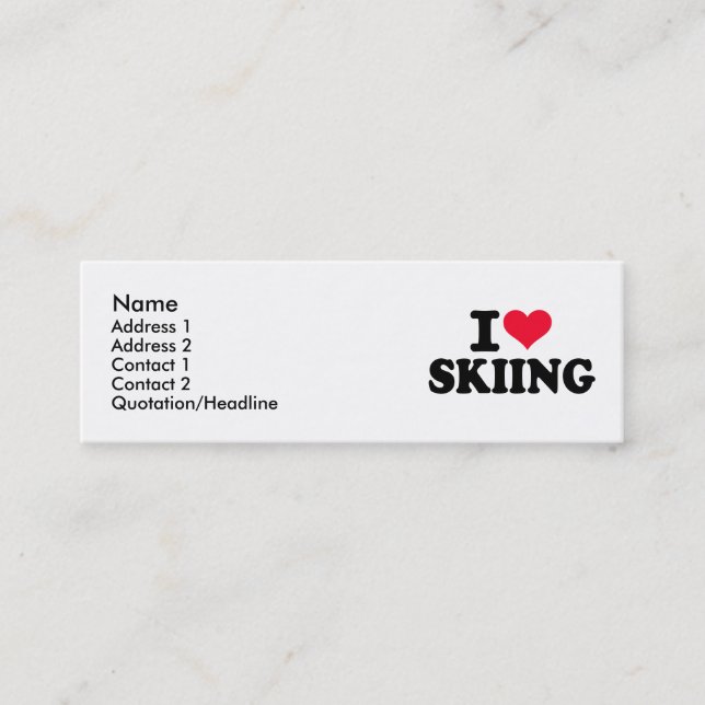 Liebe I Ski fahren Mini Visitenkarte (Vorderseite)