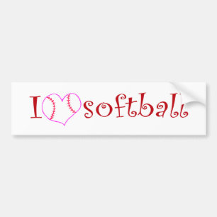 Liebe I Softball Autoaufkleber