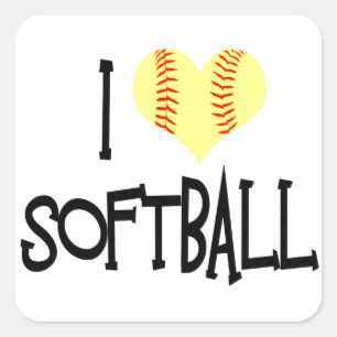 Liebe I Softball Quadratischer Aufkleber