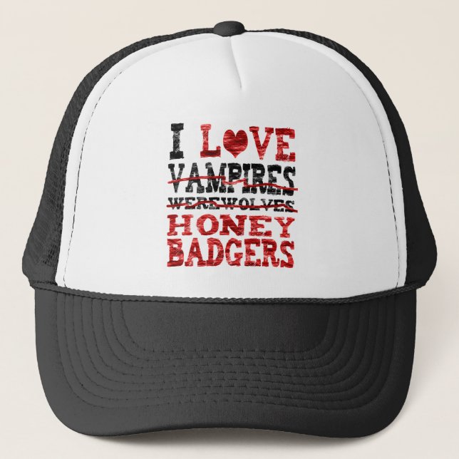 Liebe I Vampires Werewolves-Honigdachs Truckerkappe (Vorderseite)