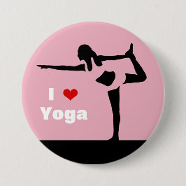 Liebe I Yoga-Dame Black Silhouette auf rosa Button