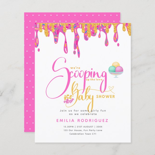 Liebe Ice Creme Baby Girl Shower (Vorne/Hinten)