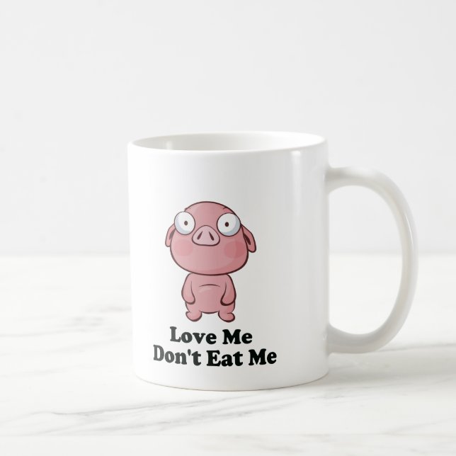 Liebe Ich esse kein Schweinedesign Kaffeetasse (Rechts)