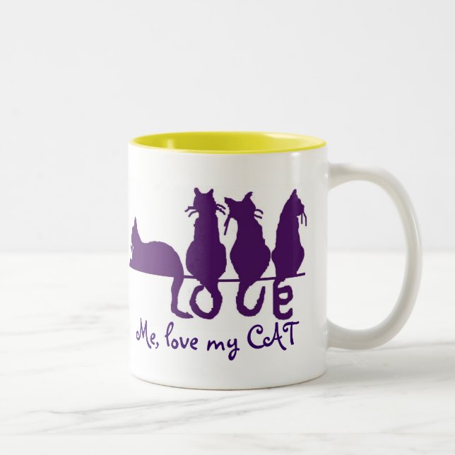 Liebe ich, Liebe meine Katze 15oz Tasse (Rechts)