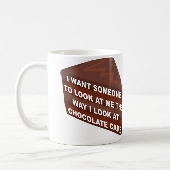 Liebe Ich mag Schokoladenkuchen Funny Mug Kaffeetasse (Links)