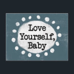 Liebe Ihr Baby - Grau Postkarte<br><div class="desc">Fett formatierter Text mit dem Titel "Liebe,  Baby" wird vor grauem Hintergrund zentriert. Der schwarze Text sitzt auf einem weißen Kreis mit großen,  texturierten weißen Punkten um ihn herum,  was einen spielerischen Kontrast zu der farbenfrohen Kulisse bietet.</div>