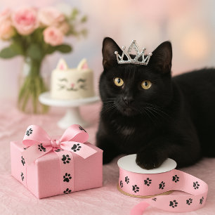 Liebe Ihr Haustier - rosa Paw - Farbband drucken Ripsband