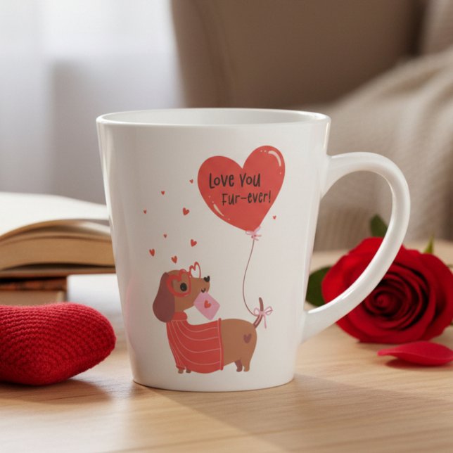 Liebe Ihr immer Niedliche Dackel Hund Rotes Herz Milchtasse (Von Creator hochgeladen)