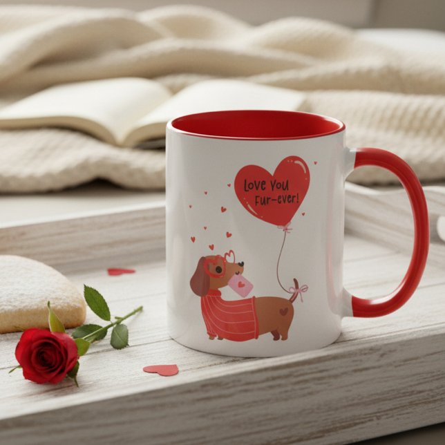 Liebe Ihr immer Niedliche Dackel Hund Rotes Herz Tasse (Von Creator hochgeladen)