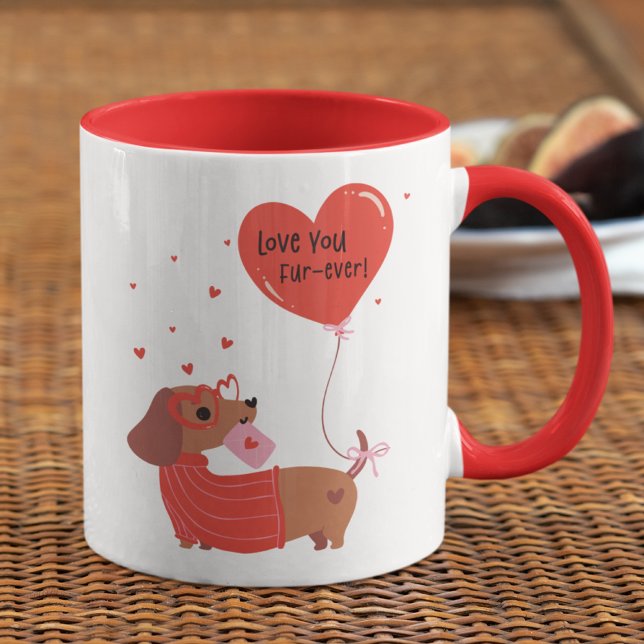 Liebe Ihr immer Niedliche Dackel Hund Rotes Herz Tasse (Von Creator hochgeladen)