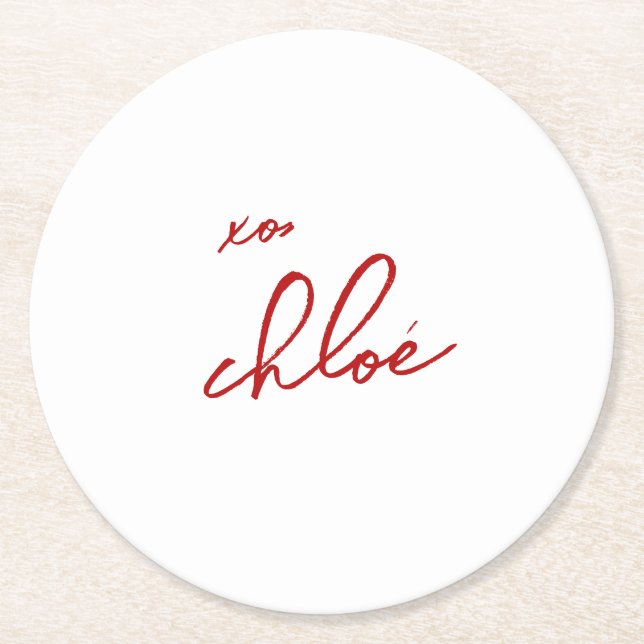 Liebe "Ihr Name" Rote Typografie Runder Pappuntersetzer (Vorderseite)