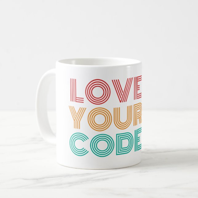 LIEBE IHRES CODES - PROGRAMMIERENDER NERD KAFFEETASSE (Vorderseite Links)