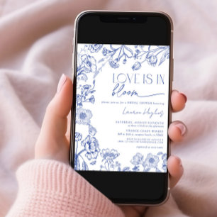 Liebe im Blautöin Vintages Brautparty Einladung