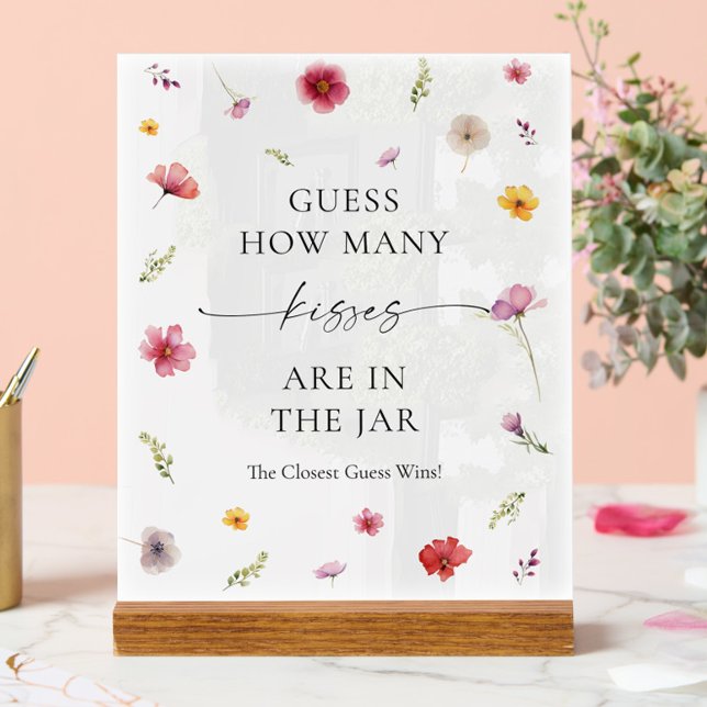 Liebe im Bloom Brautparty schätzen, wie viele Küss Acrylschild (Von Creator hochgeladen)