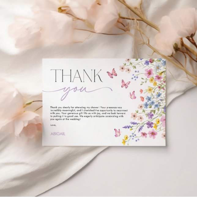 Liebe im Bloom Butterfly-Brautparty Dankeskarte (Love in Bloom Butterfly Bridal Shower Thank You Card)