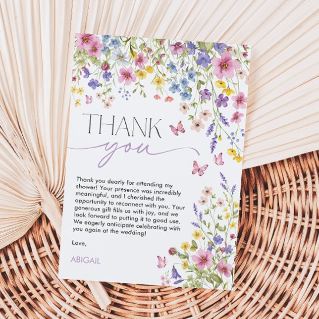 Liebe im Bloom Butterfly-Brautparty Dankeskarte (Love in Bloom Butterfly Bridal Shower Thank You Card)