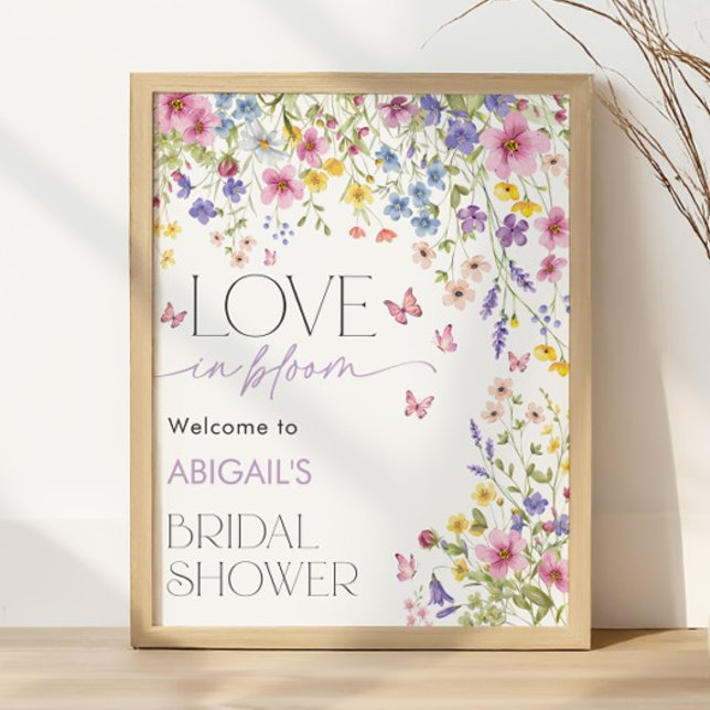 Liebe im Bloom Butterfly Brautparty Willkommen Poster (Love in Bloom Butterfly Bridal Shower Welcome Poster)