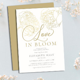 Liebe im Bloom Gold Peony Sketch Brautparty Einladung