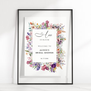 Liebe im Blumengarten Brautparty Herzlich willkomm Poster