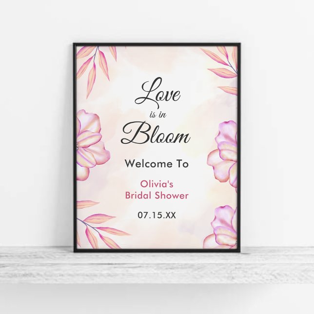 Liebe im Blumenladen Brautparty Willkommen Poster (Love is in Bloom Floral Bridal Shower Welcome Sign )