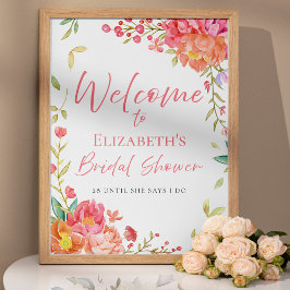 Liebe im Blumenmuster Brautparty Begrüßungszeichen Poster